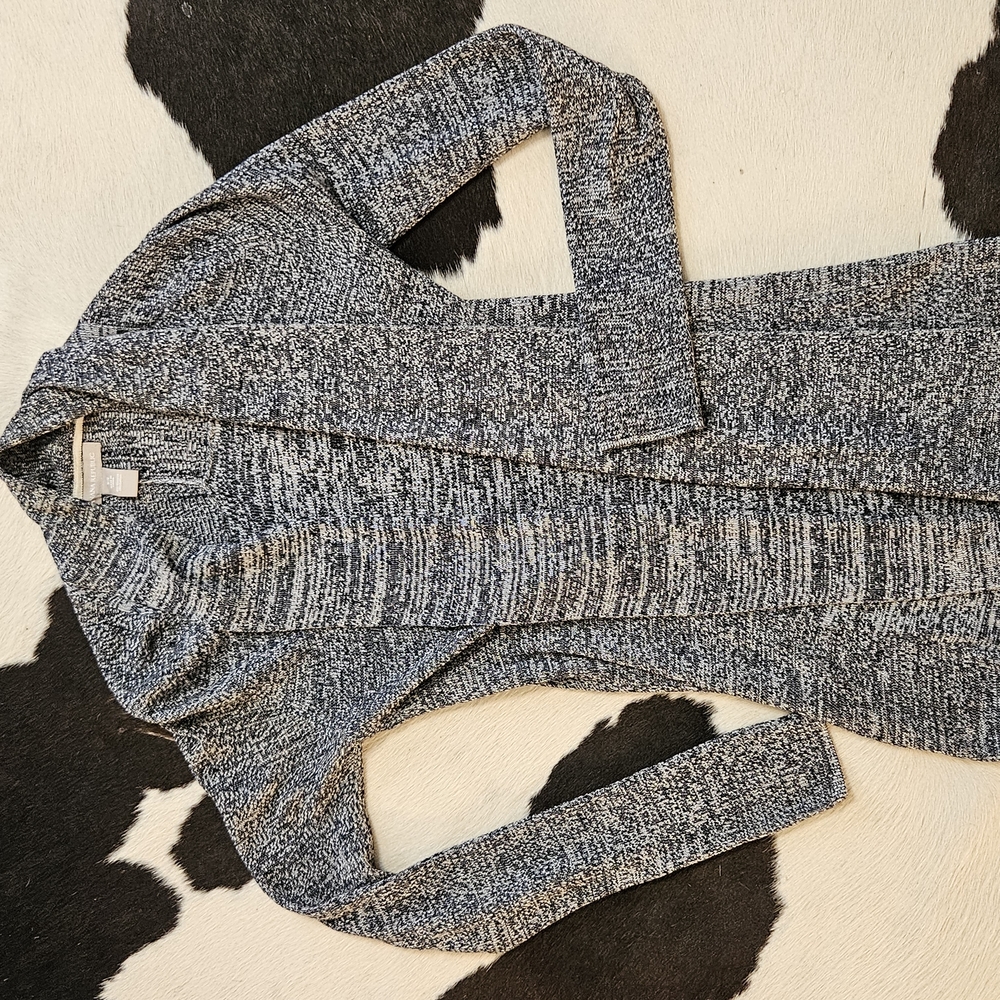 Banana Republic XS Heathered Black and White CLASSIC Open-Front Cardigan